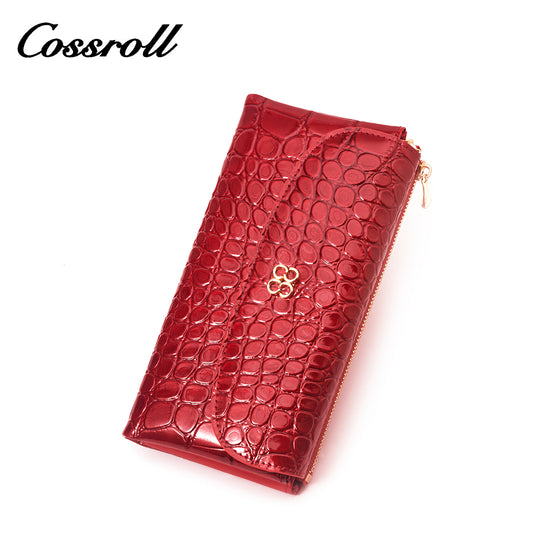 Most Popular red leather zip wallet for women With Best Brand