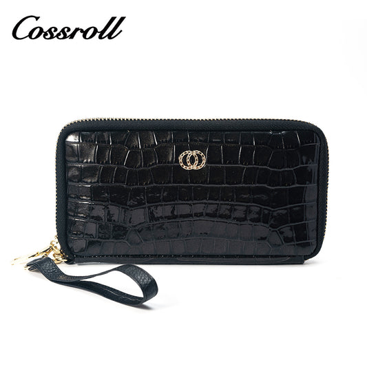 Ladies Long Clutch Patent Leather Crocodile Classic