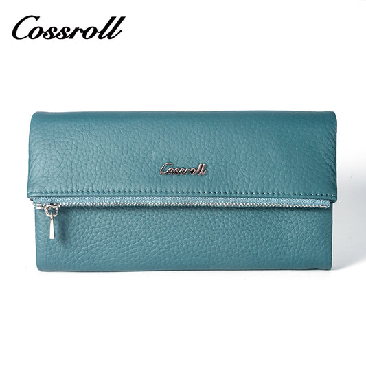 Classic Zipper Multicolor Europe Best Selling Long Ladies Genuine Leather Lychee Wallet