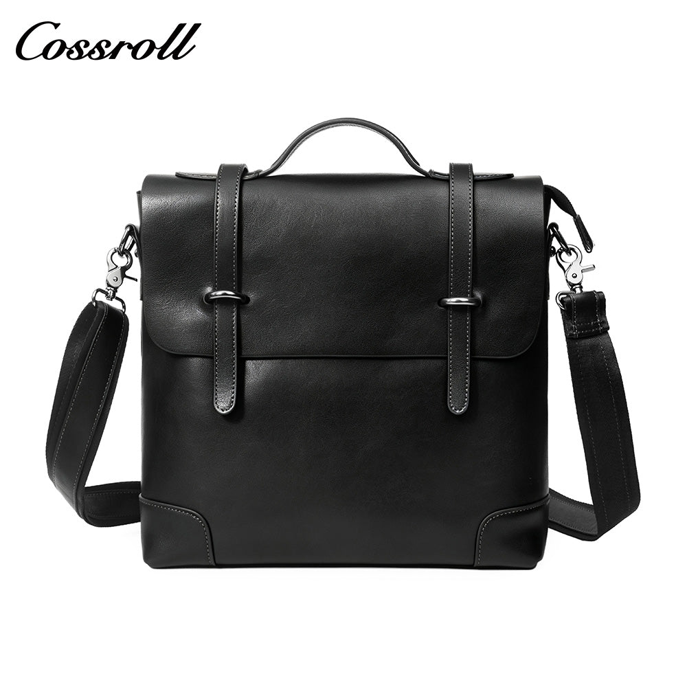 Genuine Leather Briefcase for Men, Large Capacity Laptop Handbag, Multi-Functional Business Commute Bag, Support Handheld / Shoulder / Crossbody / Backpack Carry