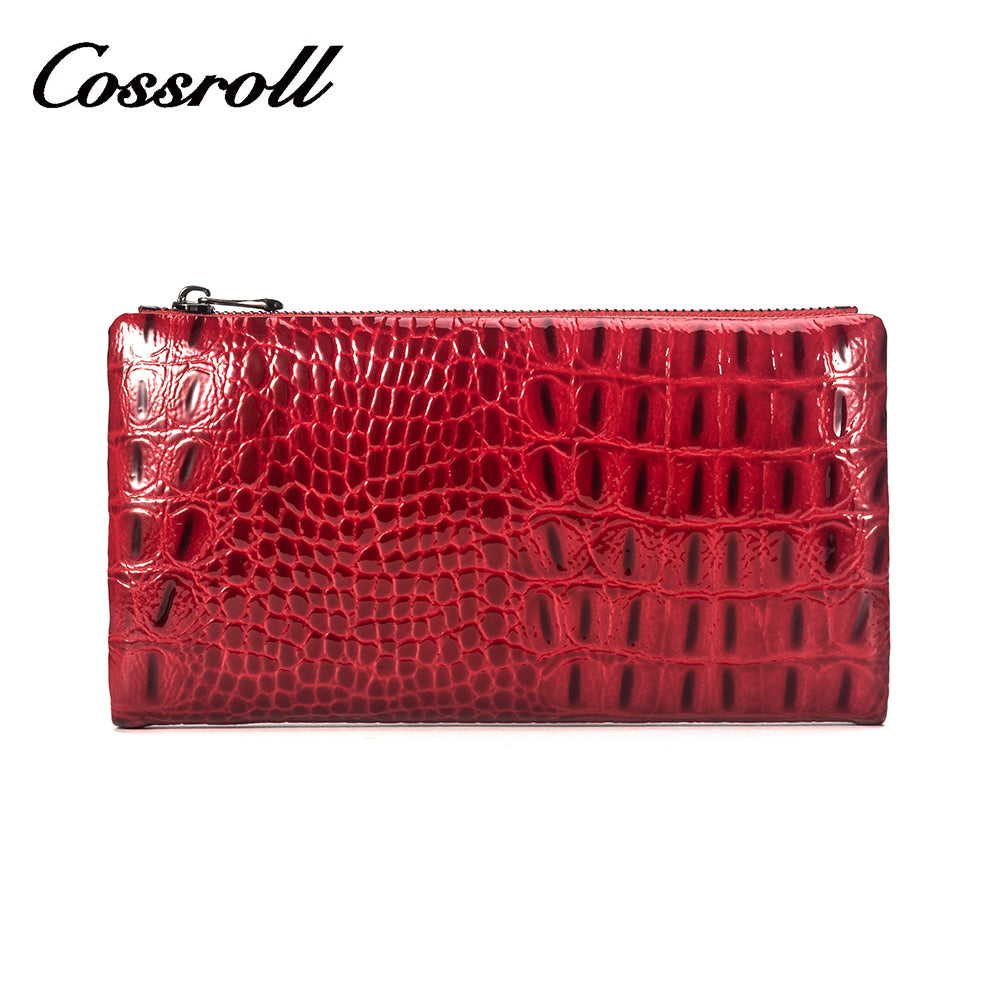 Snake Printed Long Zip Women's Genuine Leather Wallet