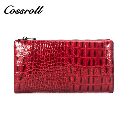 Snake Printed Long Zip Women's Genuine Leather Wallet