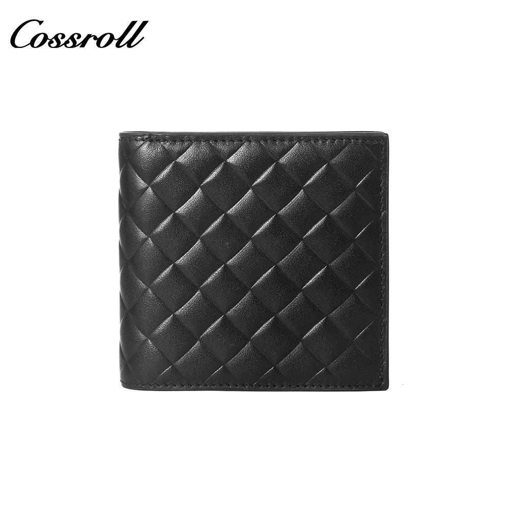 Men's Diamond Quilted Genuine Leather Bifold Short Wallet, Multi-Slot Functional Card Holder, Minimalist Purse for Business, Commute & Daily Casual Use