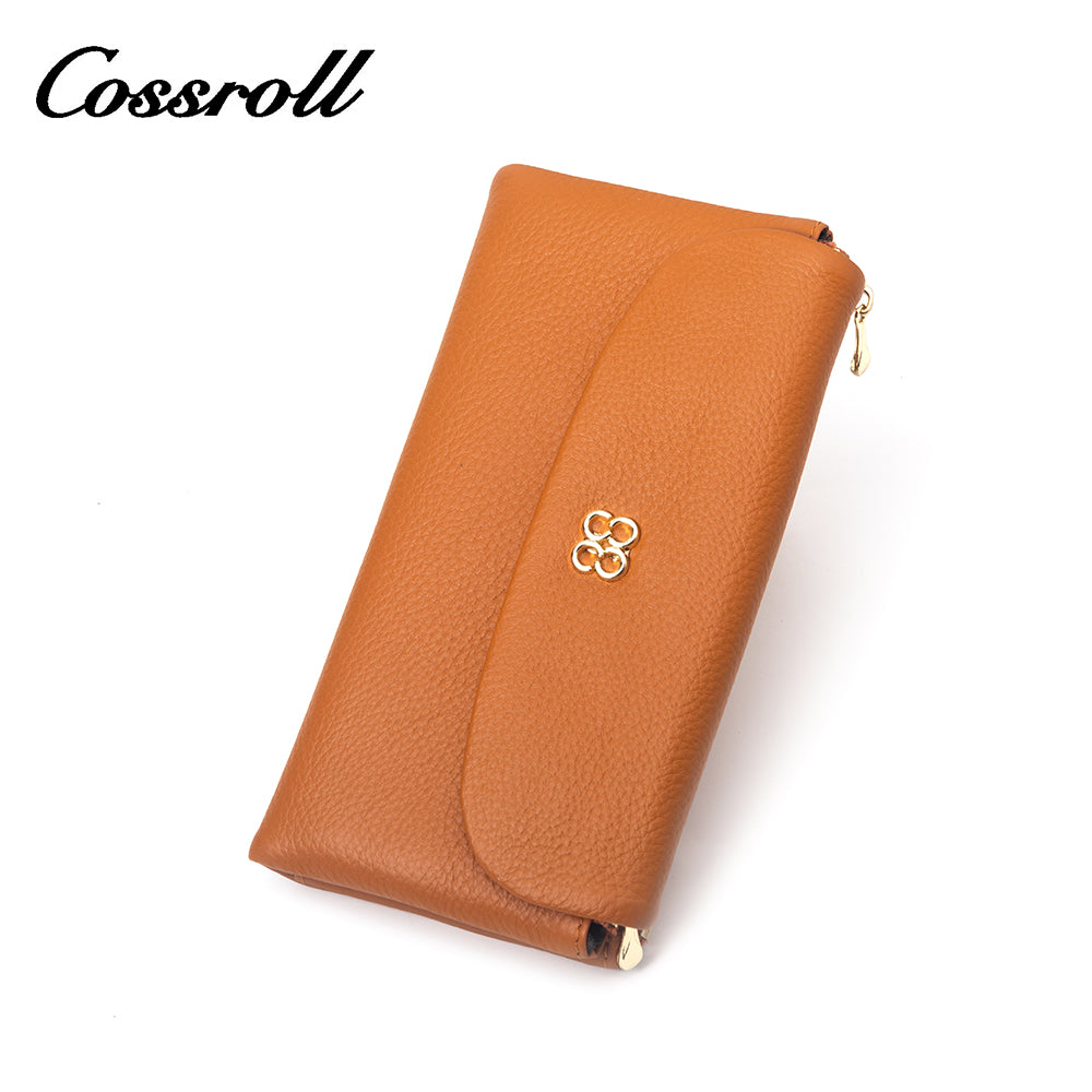 Cheap Wholesale orange yellow nice leather wallets for women With High Quality Custom