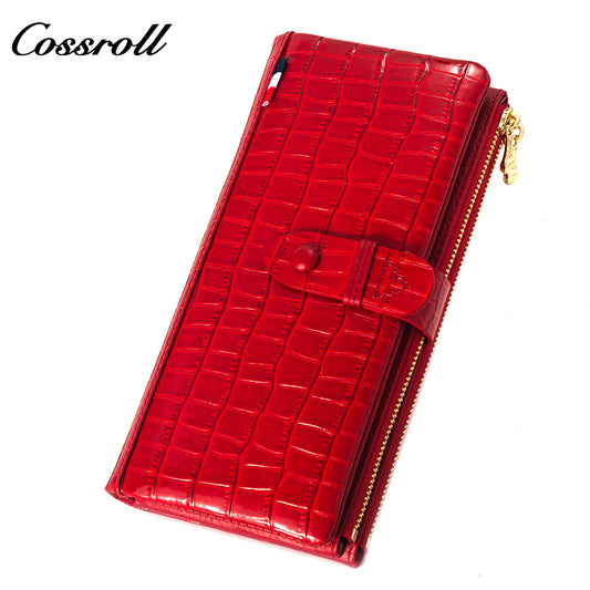 2023 Hot New Products real leather long   crocodile texture patent leather