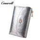 Crackle cowhide niche design retro multi-function card bag leather simple small silver bag