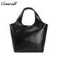 Women's Vintage Waxed Cowhide Crossbody Bag, Minimalist Large Capacity Hand & Shoulder Tote Bag