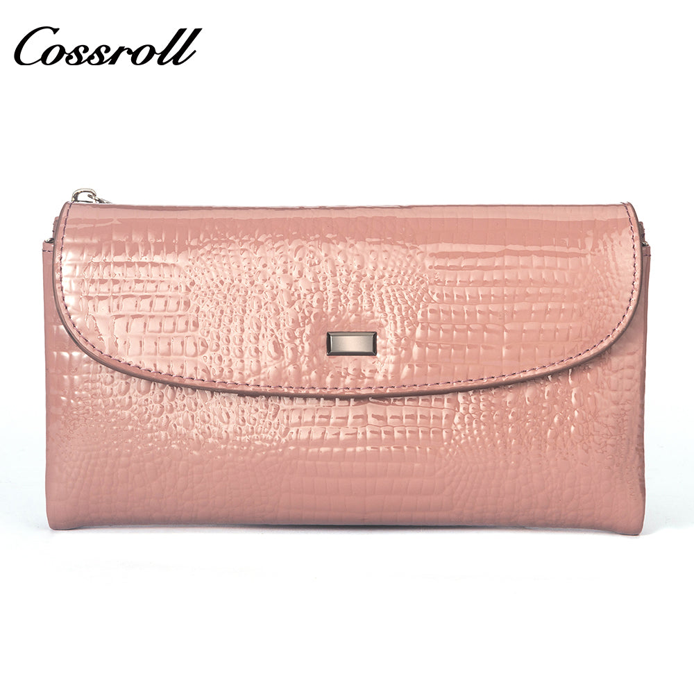 Best Selling Quality manufactory leather new wallet  crocodile texture patent leather