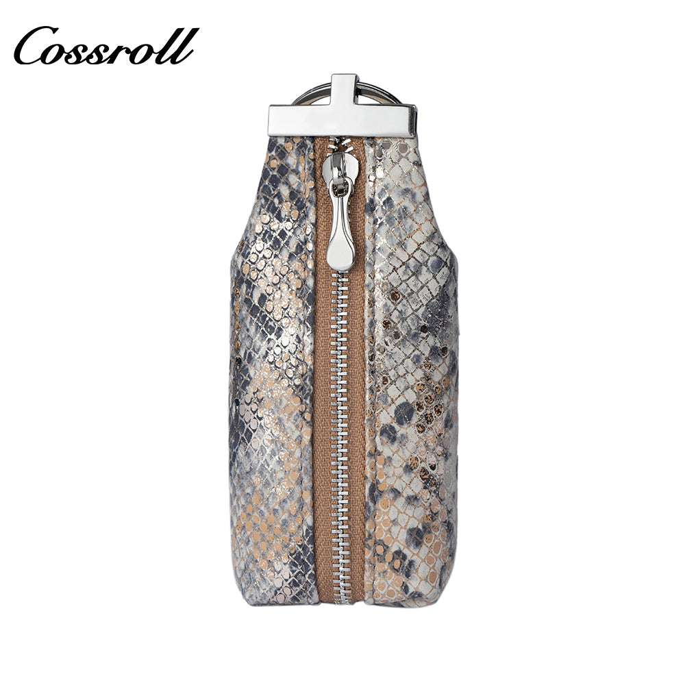Genuine Leather Double-Layer Key and Coin Wallet, Multifunctional, Textured, Large-Capacity Card Holder