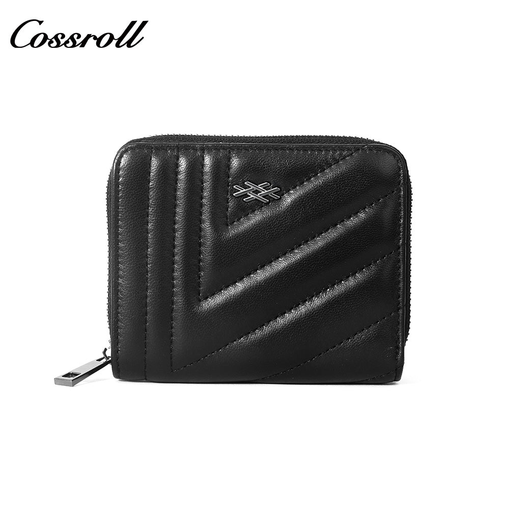 Women's Genuine Leather Short Zip Wallet, Multi Card Slots Multi-Functional Coin Purse & ID Card Holder