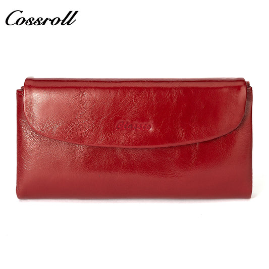 Innovative Design ladies purses multiple slots geniune leather wallet oil wax leather