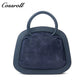 Velvet Patchwork Handbag for Women, Minimalist Retro Style Top Handle Bag, Versatile Commuter Shoulder Bag