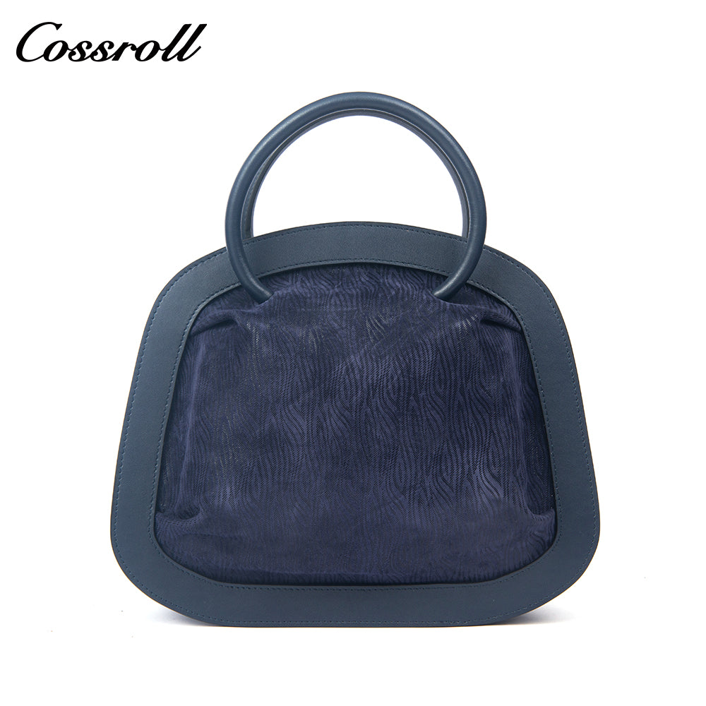 Velvet Patchwork Handbag for Women, Minimalist Retro Style Top Handle Bag, Versatile Commuter Shoulder Bag