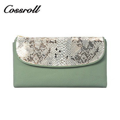 Snake print leather women's clutch bag and cell phone wallet