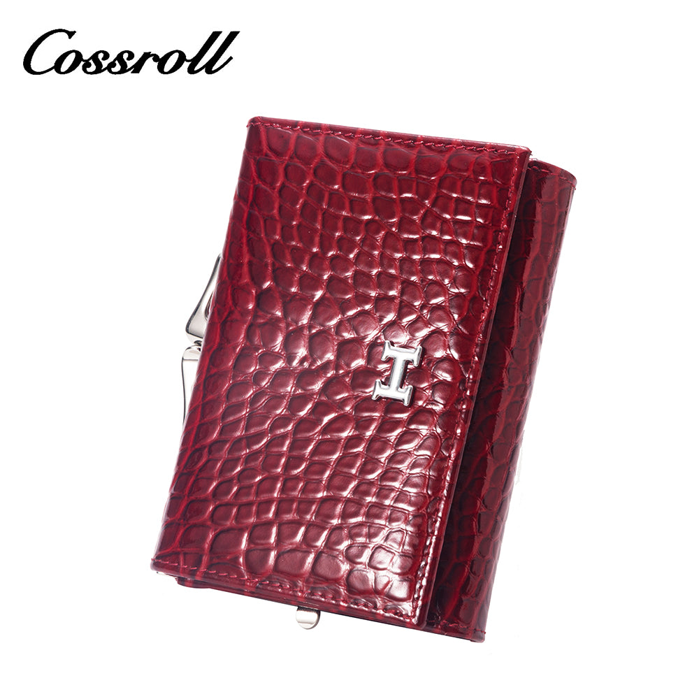 Wholesale Direct Sales red women's small leather bifold wallet With new materials