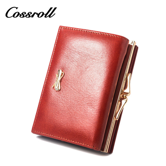 New Product black small leather wallet women's with factory price