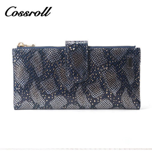 High Quality dark blue extra large women's leather wallets With High Material