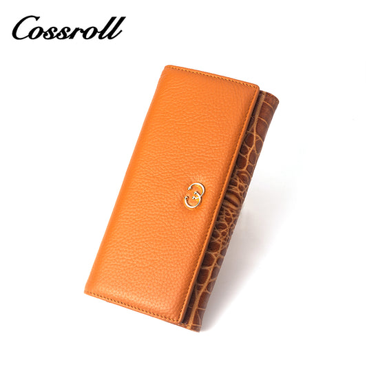 Factory custom 2024 fashion vintage lychee pattern purse women long and short leather purse holding large capacity wallet