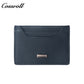 Solid Navy Genuine Leather Card Holder, Slim Multi-Slot Cowhide Card Case, Portable Mini ID Card Organizer