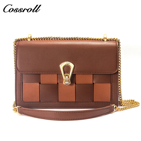 New fashion women's bag shoulder crossbody bag chain plaid small square bag woven casual women's bag best-selling style