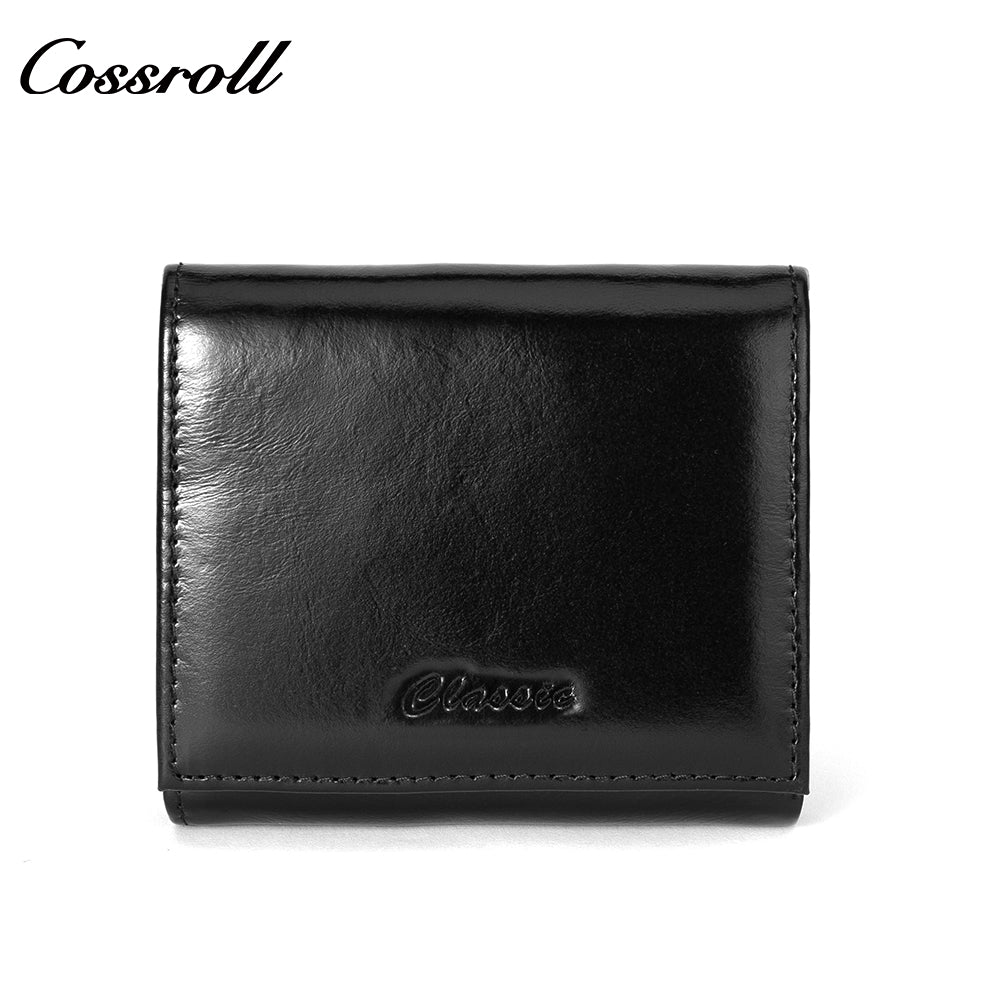 High Quality Wholesale ladies mens genuine leather purse handmade short wallets oil wax leather