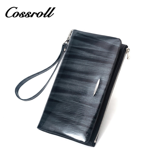 Factory processing custom cross-border new leather women's purse long zipper cowhide women's foreign trade handbag custom