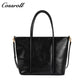 Women's Waxed Cowhide Large Capacity Tote Bag, Vintage Commuter Handbag, Shoulder & Crossbody Bag with Detachable Strap