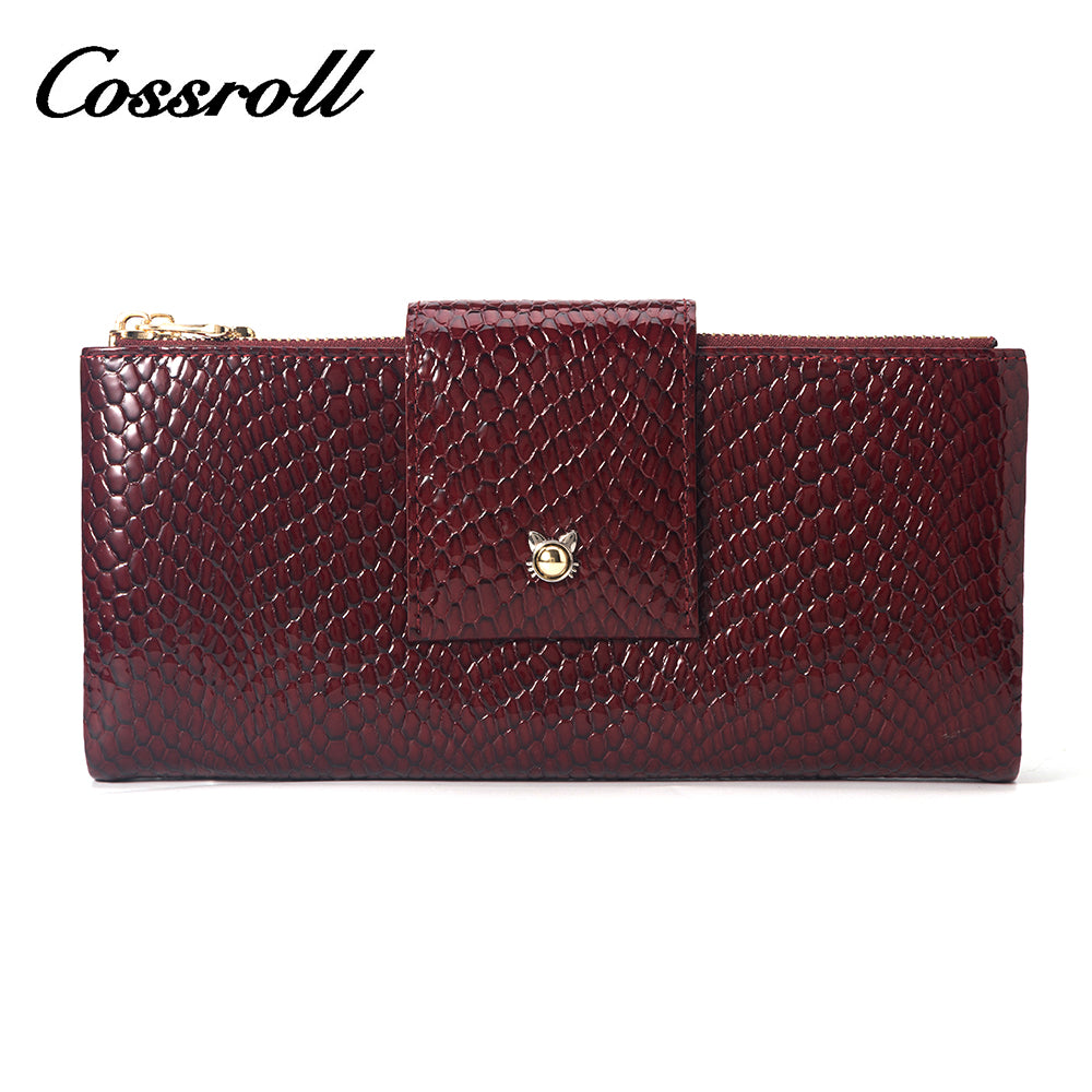 New Product Ideas wine red women's leather zip wallet With Favorable Discount