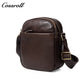 Men's Full Grain Leather Crossbody Bag, Multi-compartment Zipper Genuine Leather Shoulder Bag, Casual Everyday Carry Sling Bag