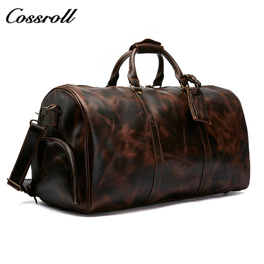 Crazy horse leather tote top layer cowhide travel bag to make old duffel bag Leather travel bag chunky shoulder bag