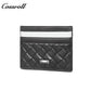 Slim Genuine Leather Card Holder with Diamond Quilted Embossing, Multi-Slot ID & Business Card Case
