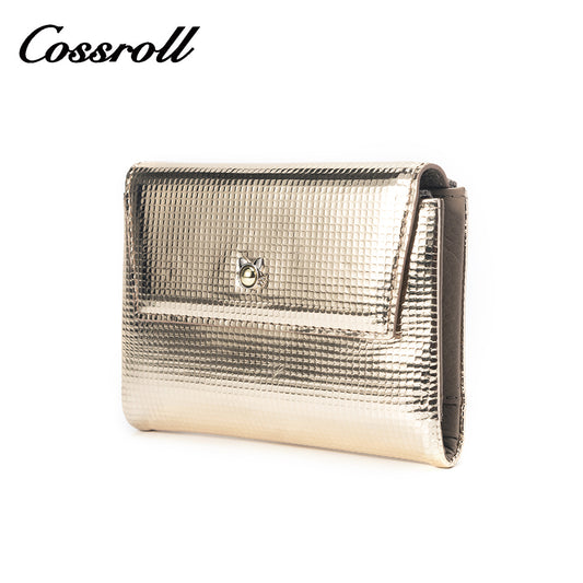 New Material Metal Pattern Short Wallet Genuine Leather