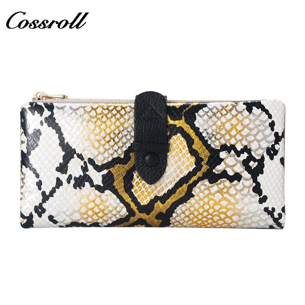 The Factory Produces genuine long  card holder wallet Python snake print geniune leather wallet
