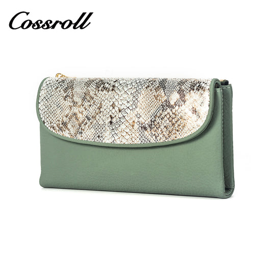 Snake print leather women's clutch bag and cell phone wallet