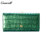 Europe and the United States three fold crocodile leather wallet women's long money clip multi-card wallet manufacturers customized