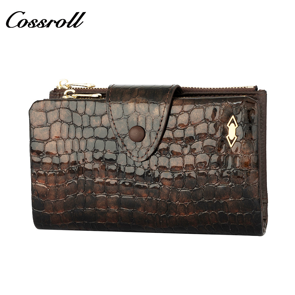 Best Selling Quality ladies dollar bill wallet crocodile texture Genuine Leather