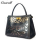 Niche Design Embossed Leather Bag, Vintage Genuine Leather Large Capacity Commuter Handbag & Crossbody Bag