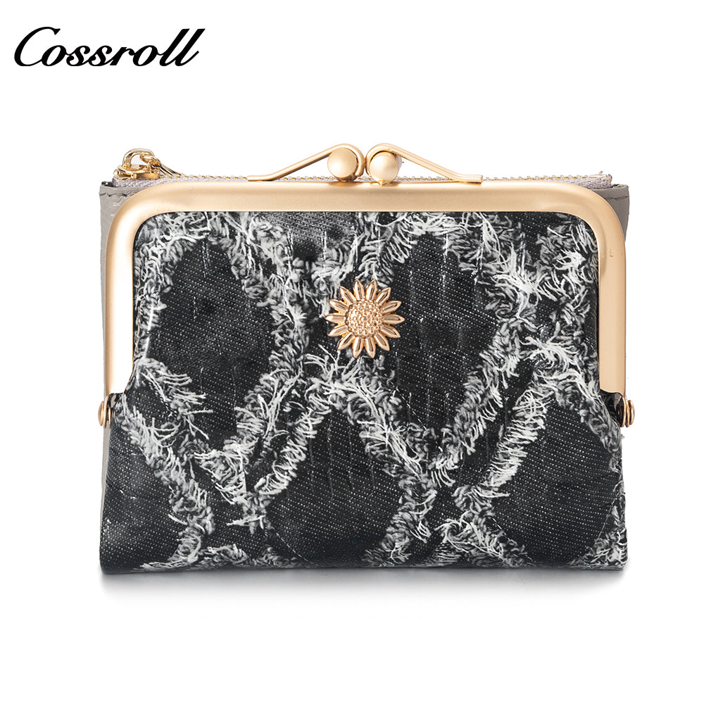 Leather women's purse Multi-functional pattern fashion short long cowhide wallet multi-card crocodile texture patent leatherg factory custom