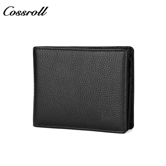Cross-border men's short leather wallet horizontal wallet classic black head layer cowhide leisure