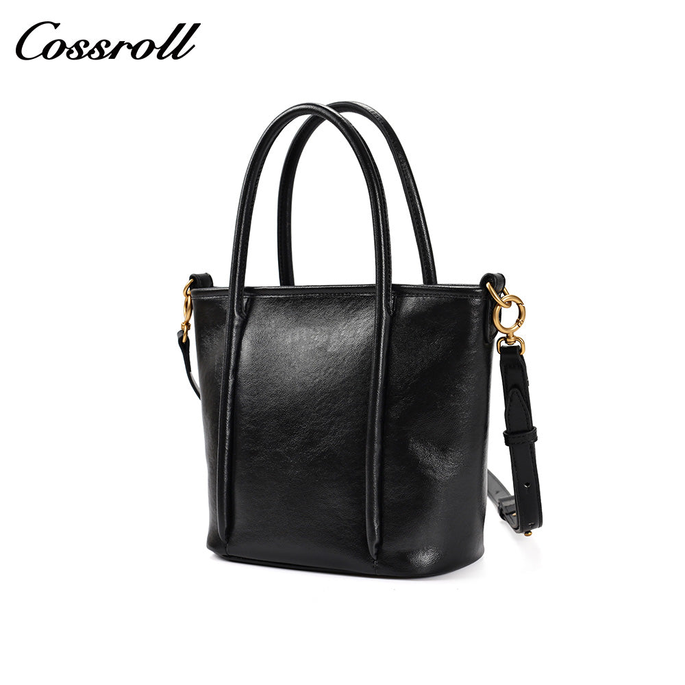 Women's Waxed Cowhide Handheld Tote Bag, Versatile Shoulder & Crossbody Commuter Bag