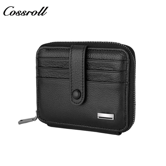 Multi-card zip plus enclosure casual head layer cowhide horizontal men's wallet