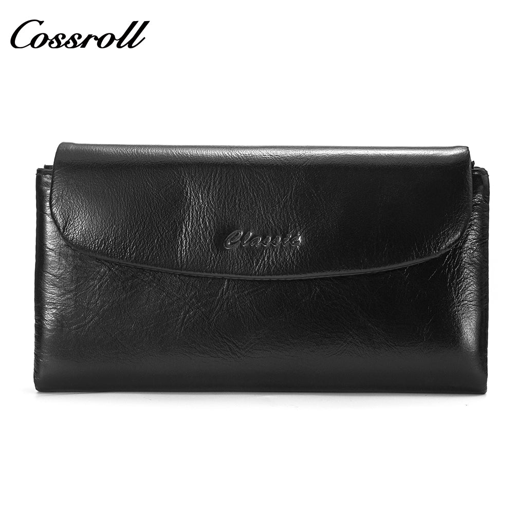 Wholesale Low Moq small genuine leather wallet women ladi oil wax leather