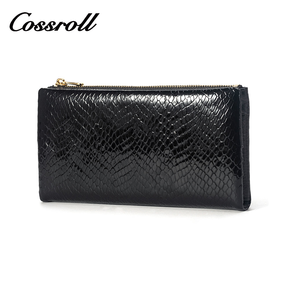 Snake Print Black Women's Genuine Leather Wallet