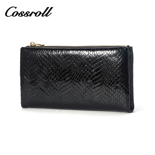 Snake Print Black Women's Genuine Leather Wallet