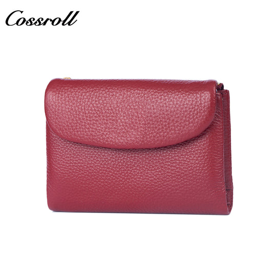 Genuine Leather Fashionable High-End Short Women's Wallet, Top Layer Soft Cowhide, Large Capacity