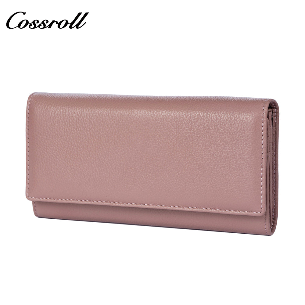 Genuine Leather Women's Wallet with Multiple Card Slots, Simple First-Layer Cowhide Vertical Style