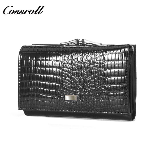 2024 Hot New Products real leather long   crocodile texture patent leather