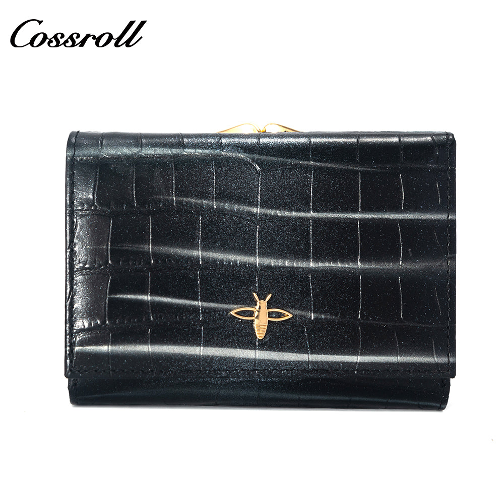 Customized Manufacturer  leather luxury  women small wallet crocodile texture Genuine Leather