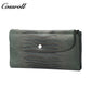 Genuine leather wallet for women, soft cowhide, long multi-functional tri-fold clutch