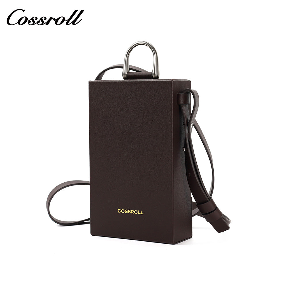 First-layer cowhide square small crossbody bag, minimalist and niche handheld single-shoulder mini phone bag